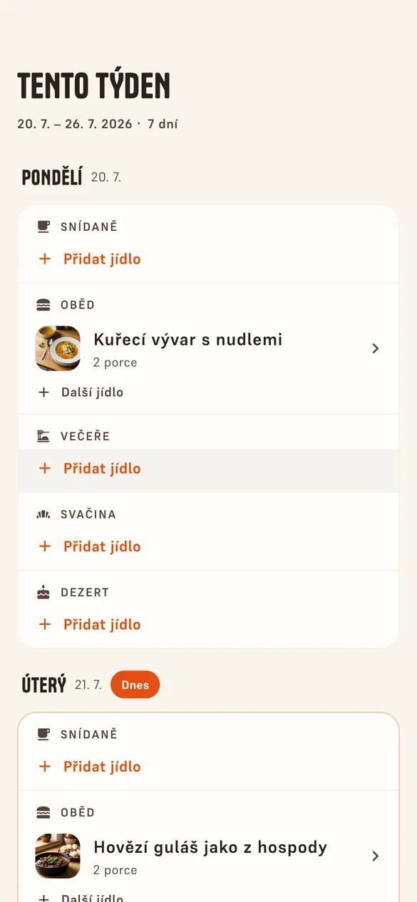 Jídelníček na týden